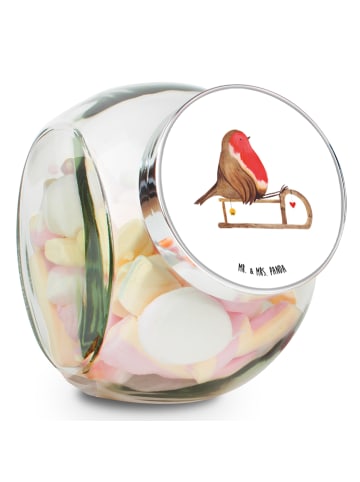 Mr. & Mrs. Panda schraubglas Rotkehlchen Schlitten ohne Spruch in Weiß