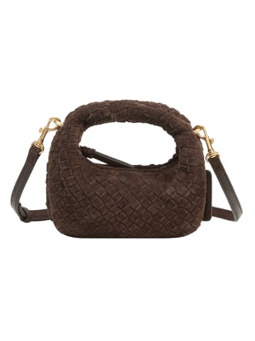 Les Visionnaires Greta Micro weave Handtasche Leder 20 cm dark brown