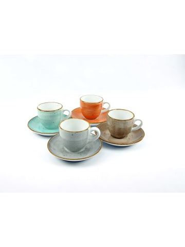 CreaTable CreaTable Vintage Nature 4er Espresso- Set 8 teilig, 80 ml in mehrfarbig