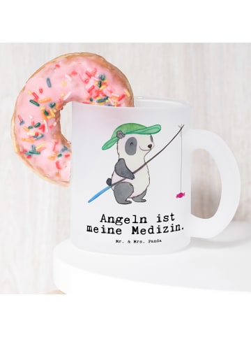 Mr. & Mrs. Panda Teetasse Panda Angeln mit Spruch in Transparent