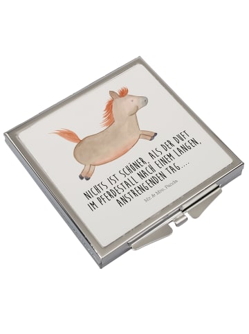 Mr. & Mrs. Panda Frauen Spiegel Pferd Springen mit Spruch in Weiß