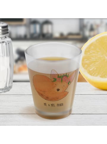 Mr. & Mrs. Panda Schnapsglas Wüstenfuchs Blumen ohne Spruch in Transparent