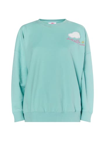 myMo Damen Sweatshirt Mit Applikation in Aqua