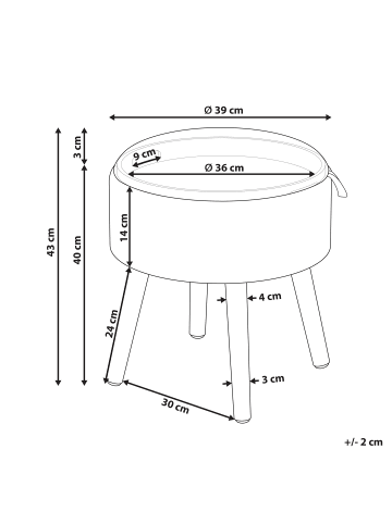 Beliani Hocker NEELY in Grau - (W) 39 x (H) 43 x (L) 39 cm