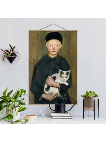 WALLART Stoffbild - P. Modersohn-Becker - Knabe m. Katze in Grau