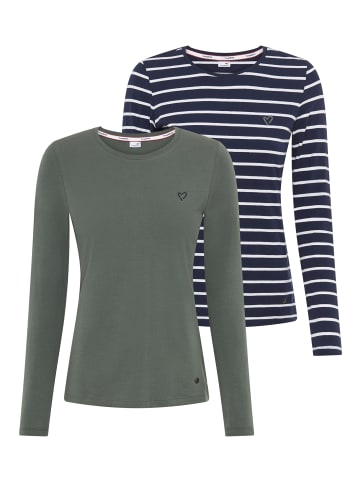 Kangaroos Langarmshirt in marine gestreift/salbeigrün