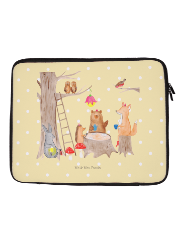 Mr. & Mrs. Panda Laptop Tasche Waldtiere Picknick ohne Spruch in Gelb Pastell