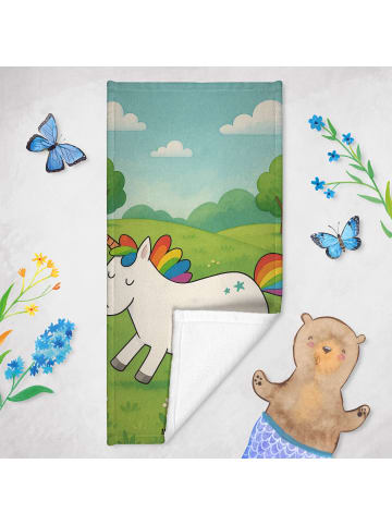 Mr. & Mrs. Panda sporthandtuch Einhorn Happy Design ohne Spruch in Weiß