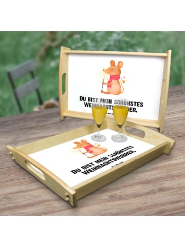 Mr. & Mrs. Panda Großes Tablett Maus Weihnachten mit Spruch in Weiß