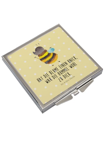 Kosmetikspiegel Hummel flauschig mit Spruch in Gelb Pastell