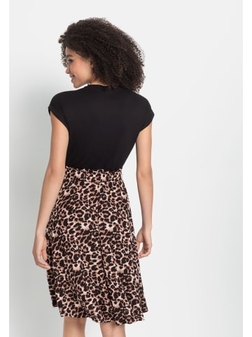 LASCANA Jerseykleid in schwarz-leo-bedruckt