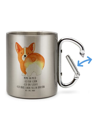 Mr. & Mrs. Panda Henkelbecher Corgi Po mit Spruch in Silber