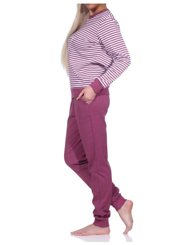NORMANN Schlafanzug lang Bündchen und Sternen - 76013 in beere