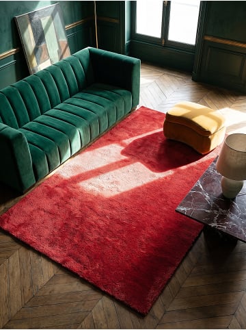 KADIMA DESIGN Teppich Hochflor Uni rutschhemmend weich wohnlich Wohnzimmer gemütlich in Rot