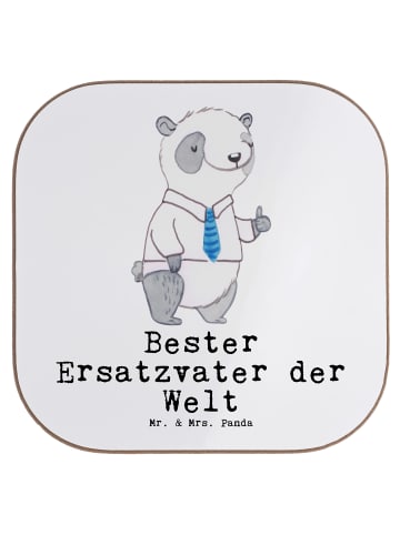 Mr. & Mrs. Panda Untersetzer Glas Panda Bester Ersatzvater der W... in Weiß