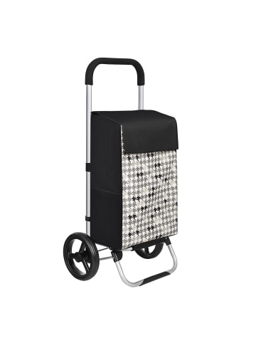 SONGMICS Einkaufstrolley Sampson in Schwarz-Hahnentrittmuster - (B)47 x (H)97 x (T)33 cm