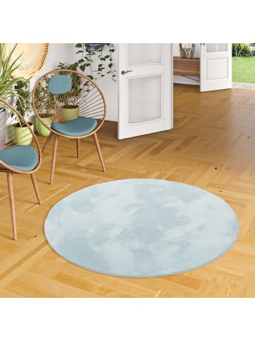 Pergamon Fellteppich Pearl Rund in blau