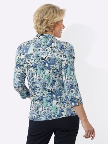 WITT WEIDEN Poloshirt in salbei-jeansblau-bedruckt