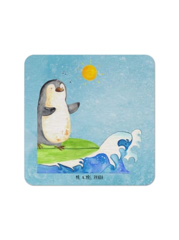 Mr. & Mrs. Panda Tischuntersetzer Pinguin Surfer ohne Spruch in Eisblau