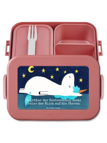 Mr. & Mrs. Panda Brotdose Einhorn Sternenhimmel Design mit Spruch in Rot Pastell
