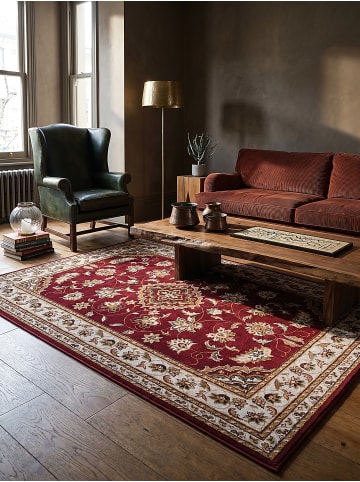 KADIMA DESIGN Kurzflor-Teppich Pflegeleicht GLAZERT Floral Strapazierfähig in Rot