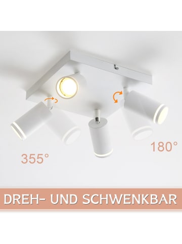 ZMH Deckenleuchte in weiß 4-flammige GU10 Modern Deckenspots Eckig