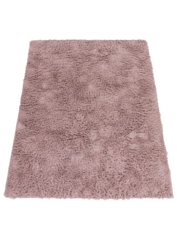 KADIMA DESIGN Hochflor Teppich Shaggy waschbar Unifarben Schlafzimmer in Rosa