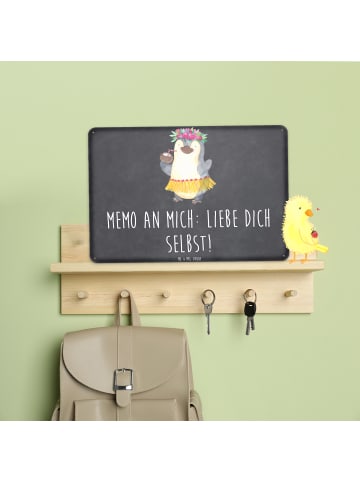 Mr. & Mrs. Panda Blechschild Pinguin Kokosnuss mit Spruch in Kreidetafel