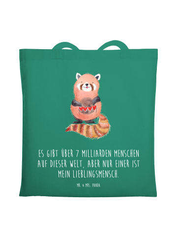 Mr. & Mrs. Panda Shopping Tasche Roter Panda mit Spruch in Mint
