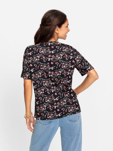 WITT WEIDEN Kurzarmshirt in schwarz-hellrosé-gemustert