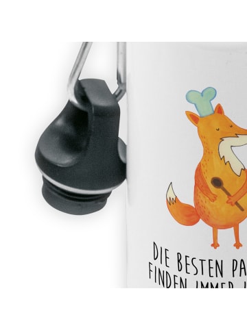 Mr. & Mrs. Panda Trinkflasche Fuchs Koch mit Spruch in Weiß