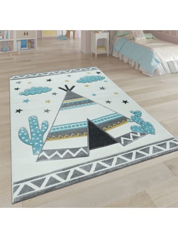 KADIMA DESIGN Kinderteppich Tipi‑Muster Kinderzimmer schmutzabweisend in Creme