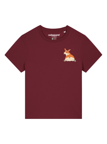 wat? Apparel T-Shirt Corgi in Weinrot