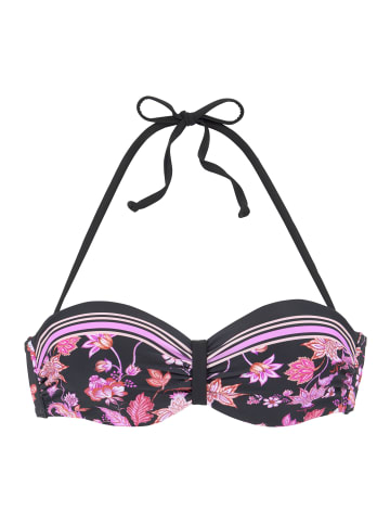LASCANA Bügel-Bandeau-Bikini-Top in schwarz-pink