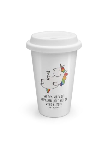 Mr. & Mrs. Panda To Go Becher Einhorn Blümchentail mit Spruch in Weiß