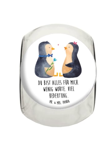 Mr. & Mrs. Panda Bonbonglas Pinguin Pärchen mit Spruch in Weiß