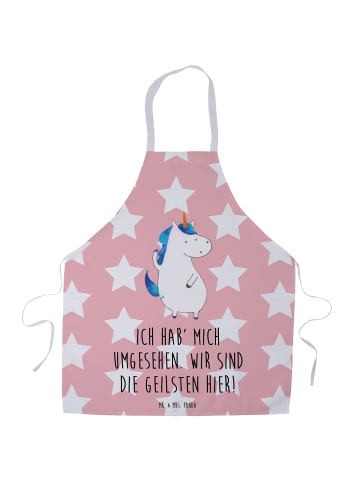 Mr. & Mrs. Panda Kochschürze Einhorn Mann mit Spruch in Rot Pastell