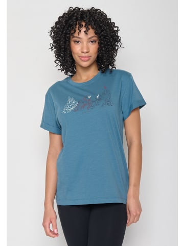GreenBomb T-Shirt Animal Goat Mountains in Stahlblau