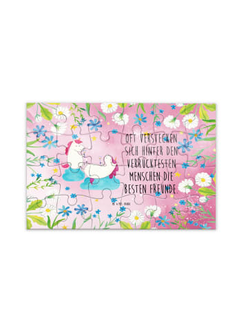 Mr. & Mrs. Panda Puzzle Einhorn Sekt mit Spruch in Rot Pastell