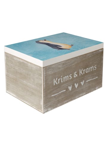 Mr. & Mrs. Panda Holzkiste Pinguin mHerzieren ohne Spruch in Eisblau