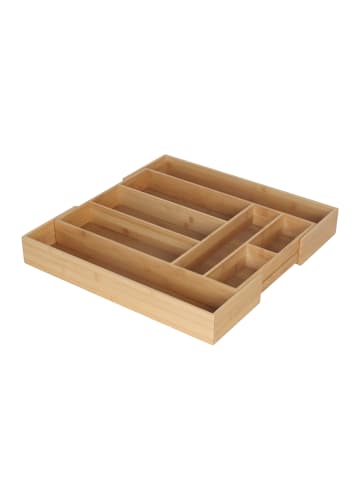 relaxdays Besteckkasten in Natur - (B)33–49,5 x (H)6,5 x (T)47,5 cm