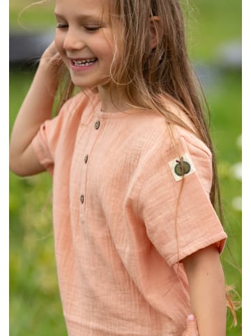 Little Green Radicals Short Sleeved Henley Top in Pink
