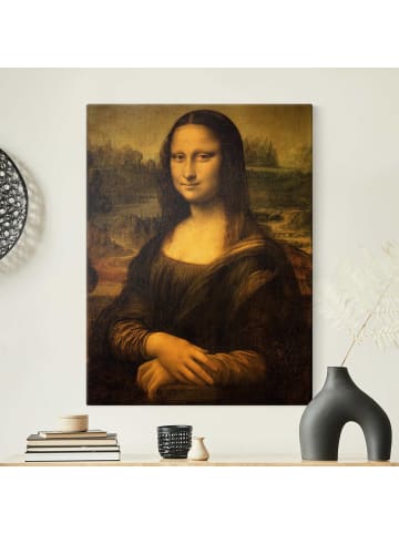 WALLART Leinwandbild Gold - Leonardo da Vinci - Mona Lisa in Grün