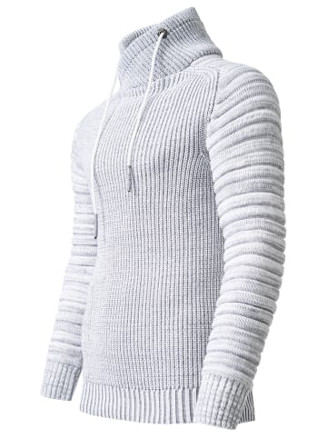 Rusty Neal Biker Grobstrick Stehkragen-Pullover in Weiß