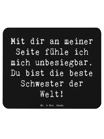 Mr. & Mrs. Panda Mauspad Spruch Beste Schwester mit Spruch in Schwarz