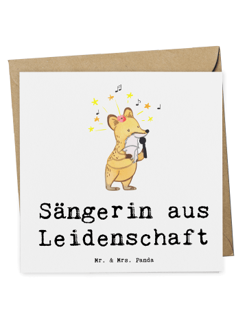 Mr. & Mrs. Panda Glückwunschkarte Sängerin Leidenschaft mit Spruch in Weiß