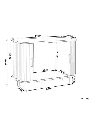 Beliani Sideboard BRADLEY in Braun/Schwarz - (W) 80 x (H) 60 x (L) 40 cm