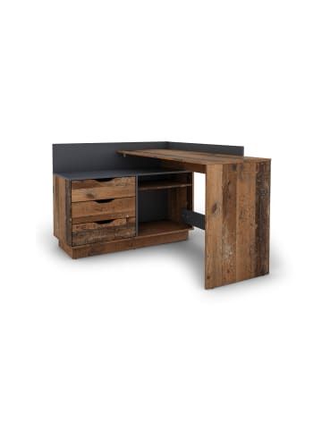 byLiving Schreibtisch Belfast in Old Wood / Anthrazit - (B) 129 x (H) 83,5 x (T) 105 cm