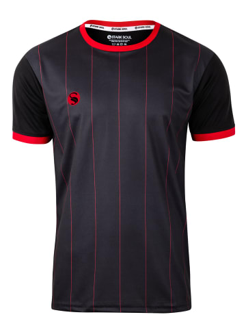 Stark Soul® Kurzarm Sportshirt Pinstripes in schwarz-rot