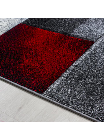KADIMA DESIGN Teppich Kurzflor Waschbar Karo LATEMAR Strapazierfähig OEKO-TEX in Rot